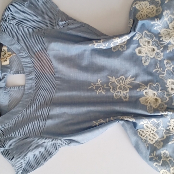 Soft Lightweight Denim Summer Embroidered Top  TEE LASERCUT - Picture 9 of 9